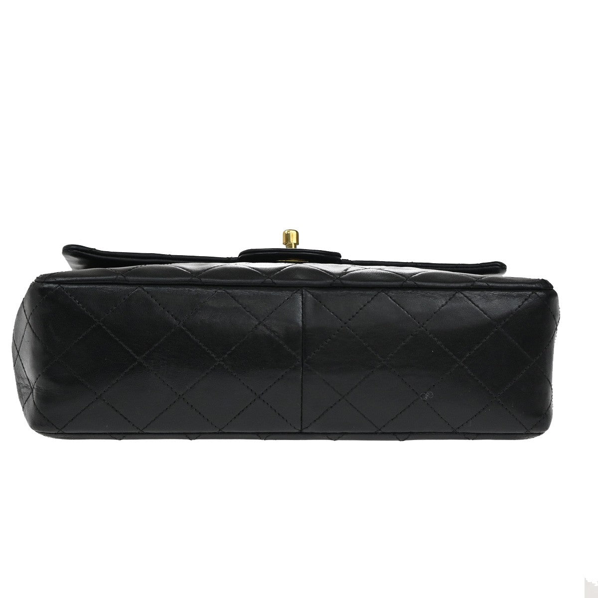 CHANEL CC Matelasse 25 Double Flap Chain Shoulder Bag Leather Black GHW 356RL110