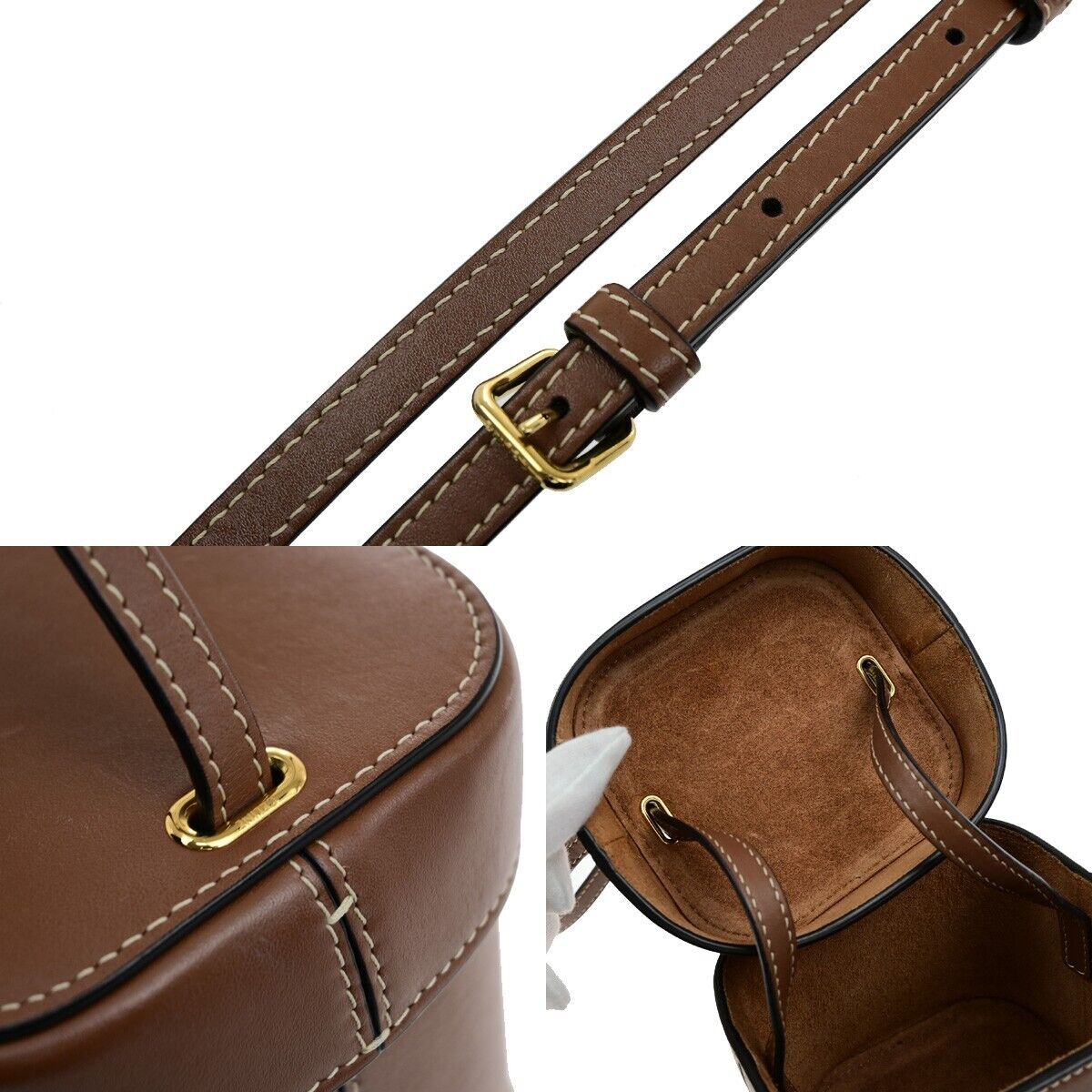 CELINE Logo Cuir Triomphe Small Box Shoulder Bag Leather Brown Italy 665RK901