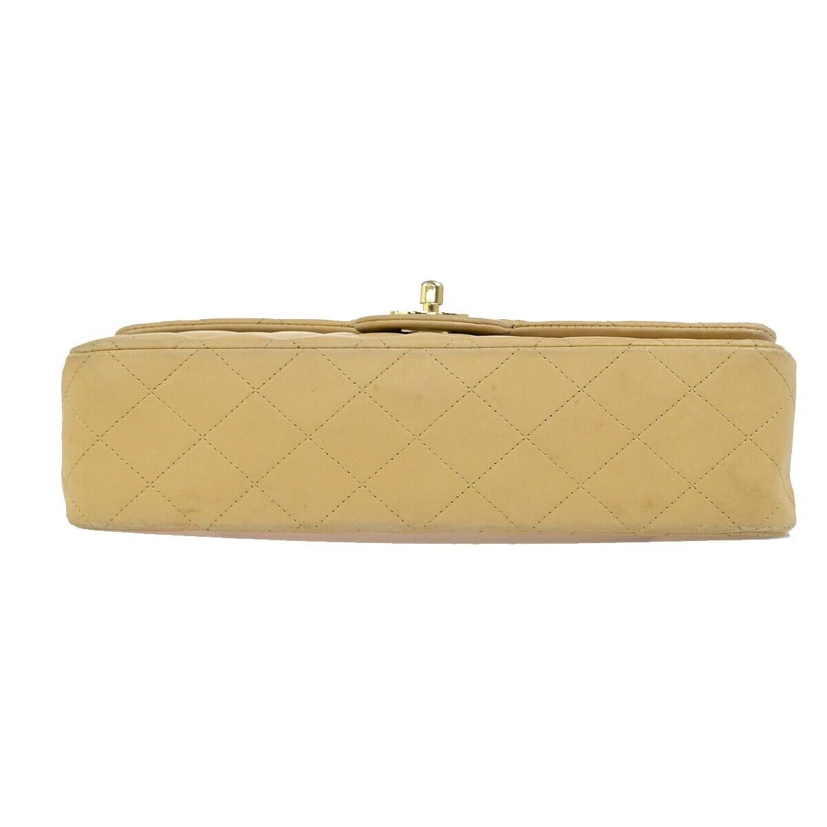 CHANEL CC Matelasse 25 Double Flap Chain Shoulder Bag Leather Beige GHW 310RK685