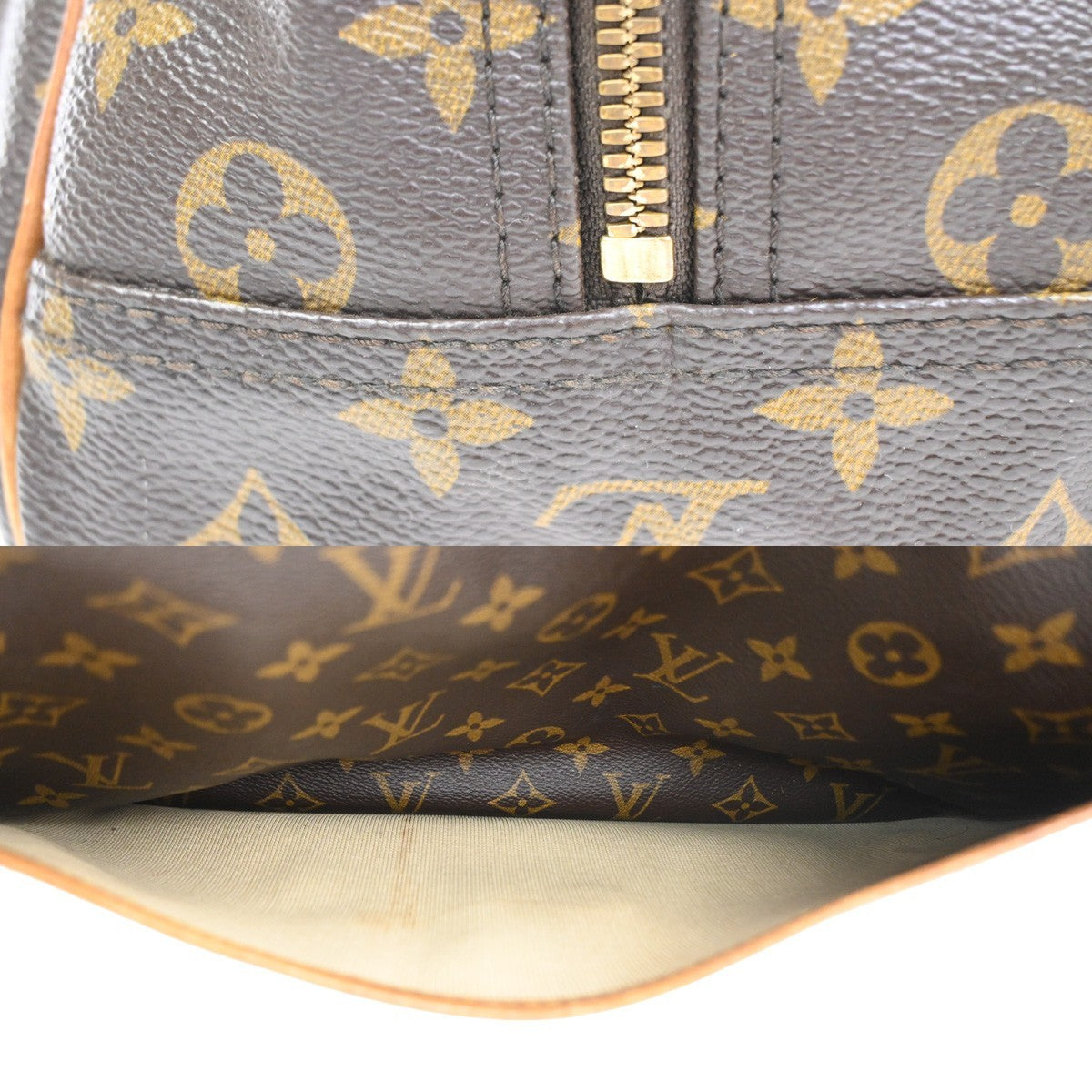 LOUIS VUITTON LV Logo Deauville Hand Bag Monogram Leather Brown M47270 34CA832