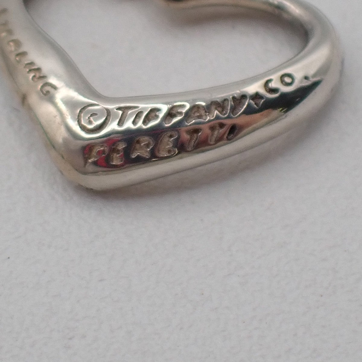 TIFFANY & CO. Logo Open Heart 16mm Chain Necklace Silver AG925 67EG273