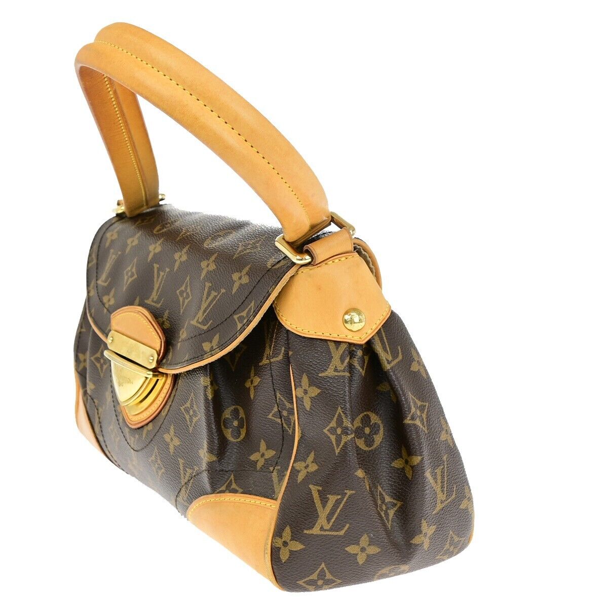 LOUIS VUITTON Logo Beverly MM Shoulder Bag Monogram Leather Brown M40121 12YE651