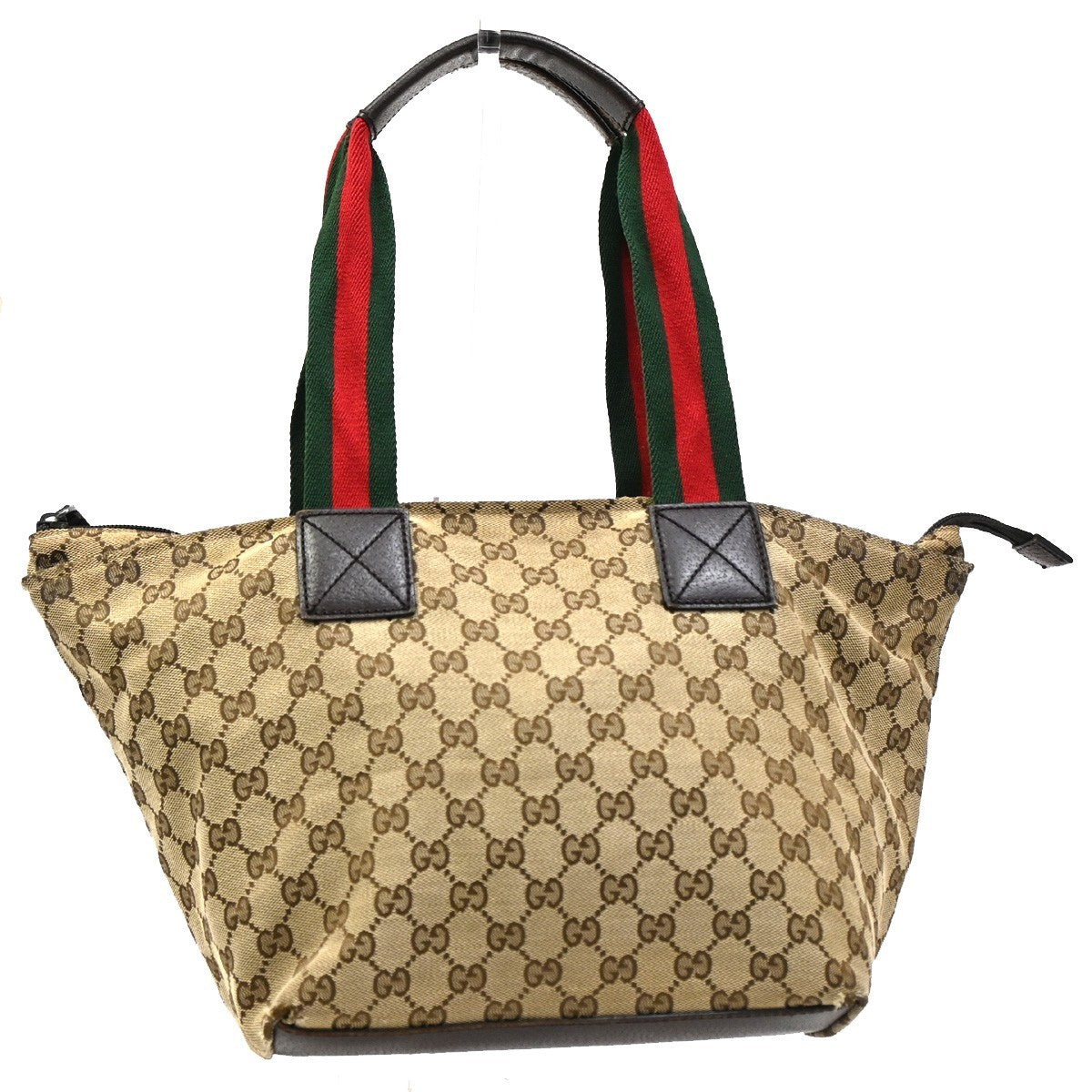 GUCCI Logo Sherry GG Pattern Hand Bag Canvas Leather Brown Italy 31CA550