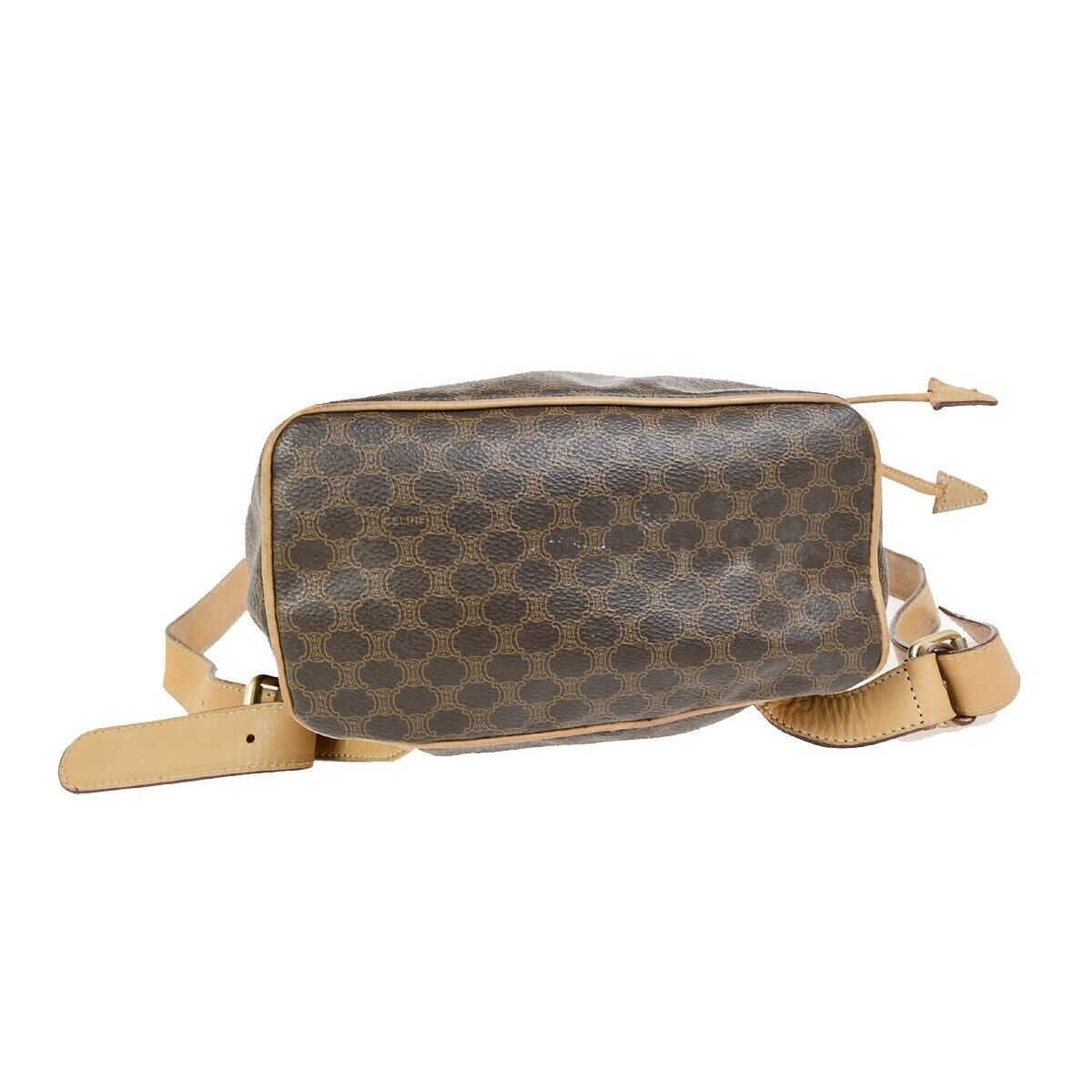 CELINE Logo Macadam Pattern Backpack Bag PVC Leather Brown GHW 67EC951