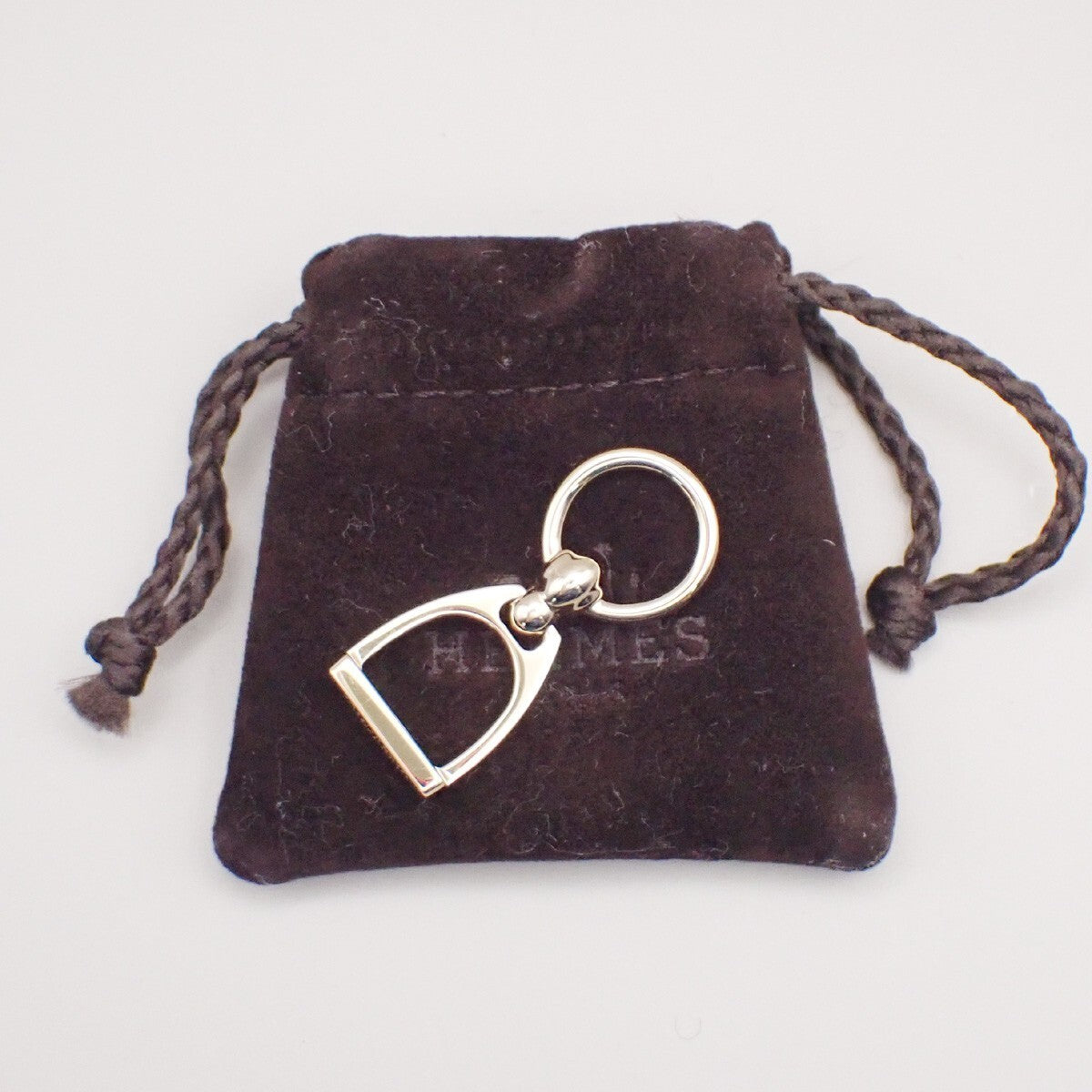 HERMES Logo Charms Etrier Twilly Ring Palladium Plated brass Italy 69RL133