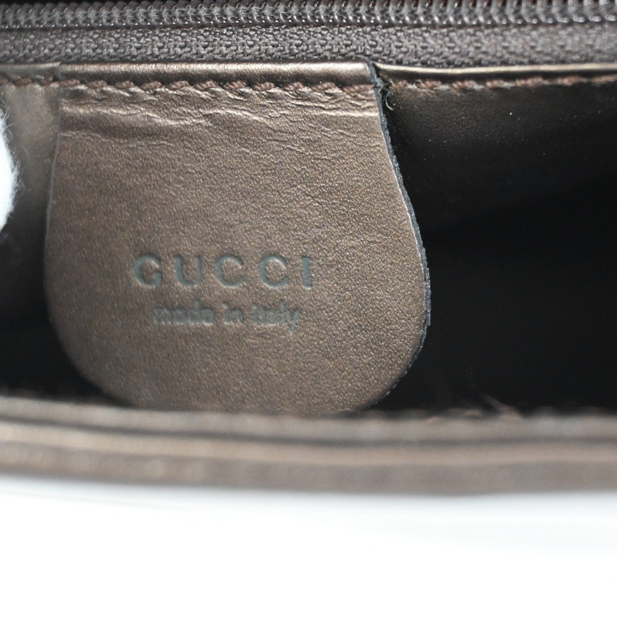 GUCCI Logo Shoulder Hand Bag Leather 001 2058 Brown GHW Italy 62YH897