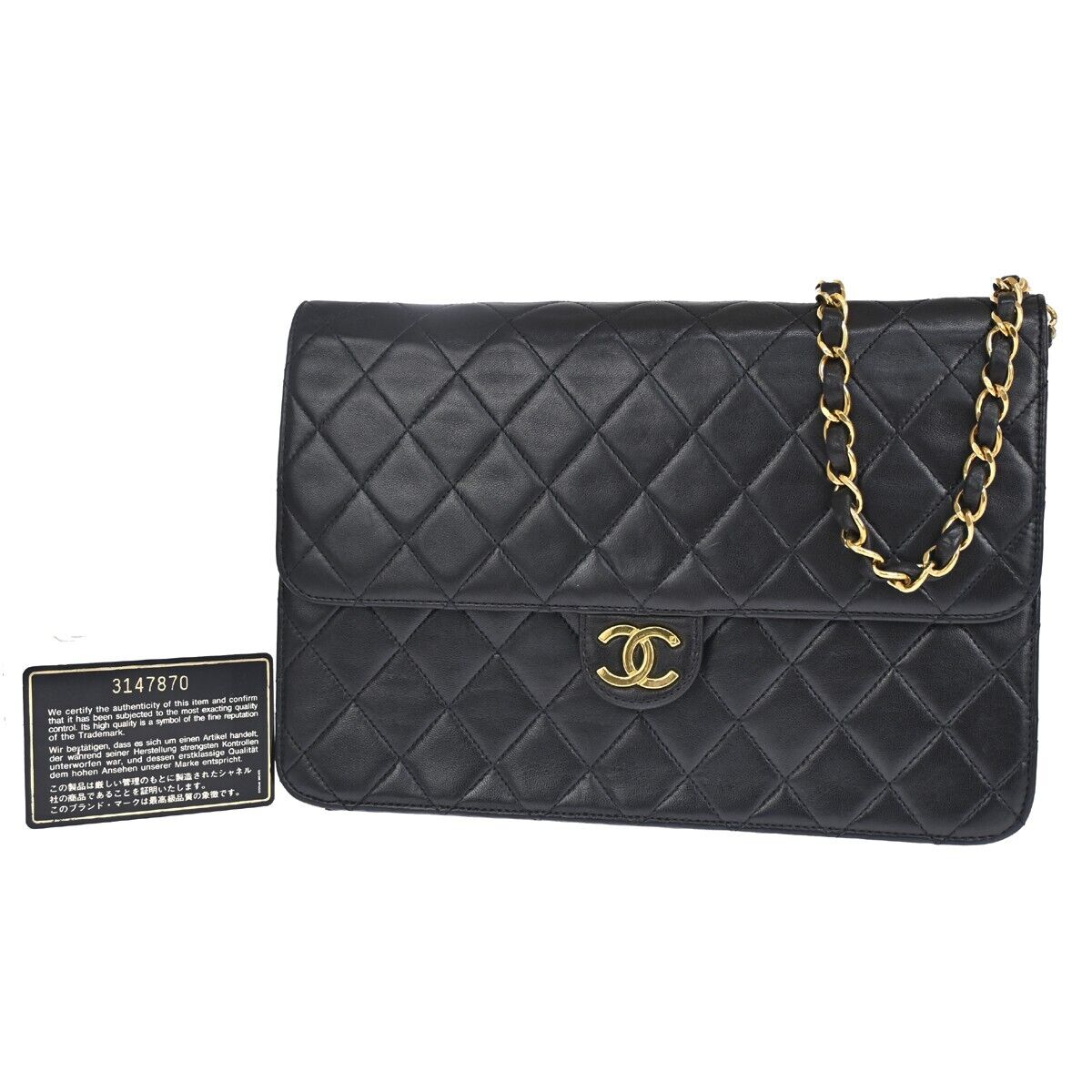 CHANEL CC Matelasse 25 Chain Shoulder Bag Leather Black GHW Vintage 813RH995