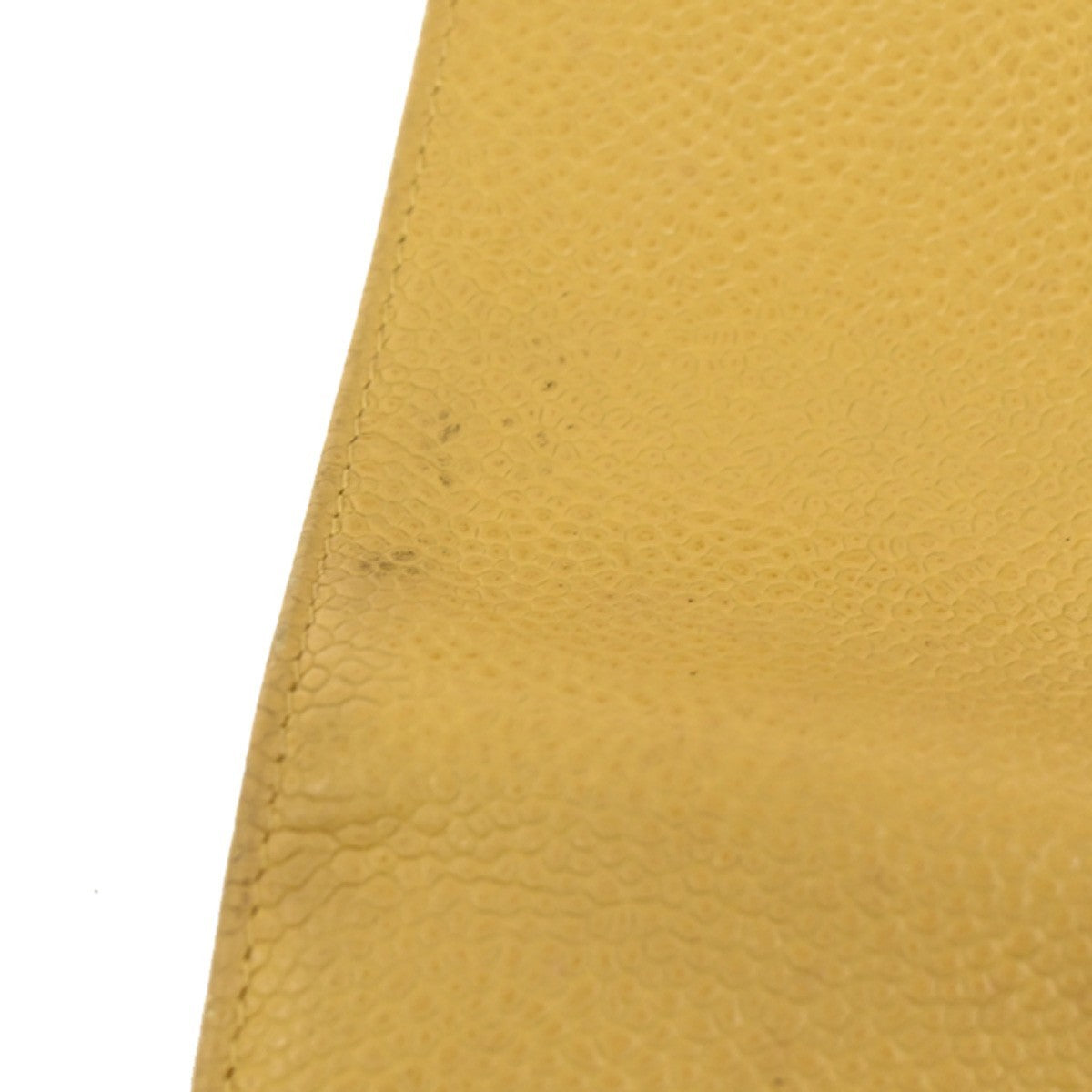 CHANEL CC Bifold Compact Wallet Grained Calfskin Leather Yellow Vintage 66KB511