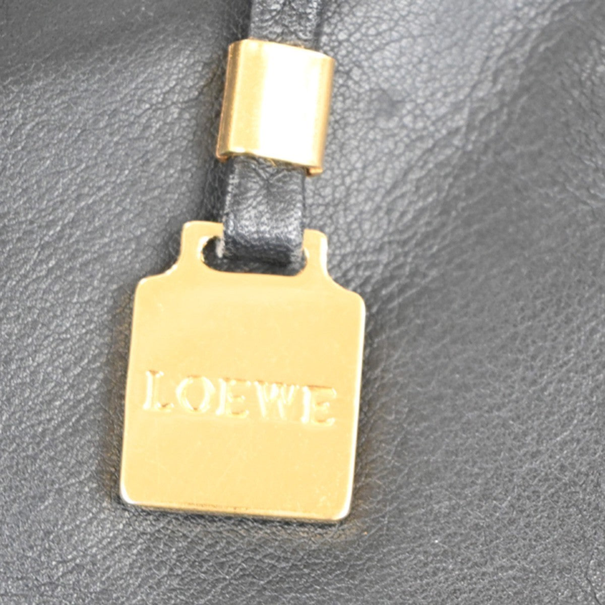 LOEWE Logo Anagram 2way Garment Shoulder Hand Bag Leather BK GHW Spain 68MA416