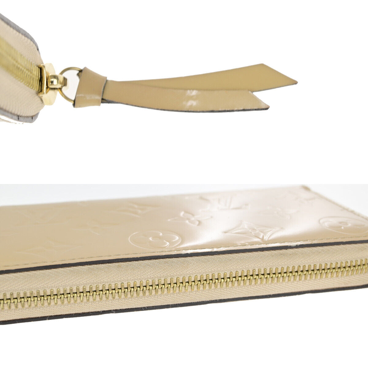 LOUIS VUITTON Clemence Zipper Wallet Monogram Vernis Leather Dune M90923 65YF312