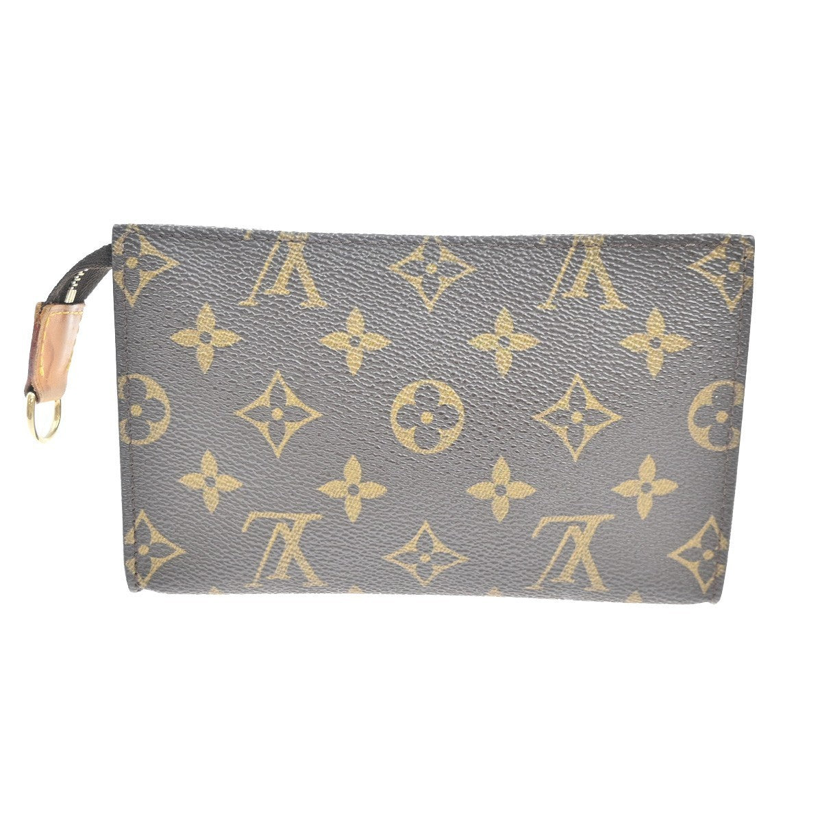 LOUIS VUITTON Logo BUCKET PM Pouch Bag Monogram Leather Brown France 05MA344