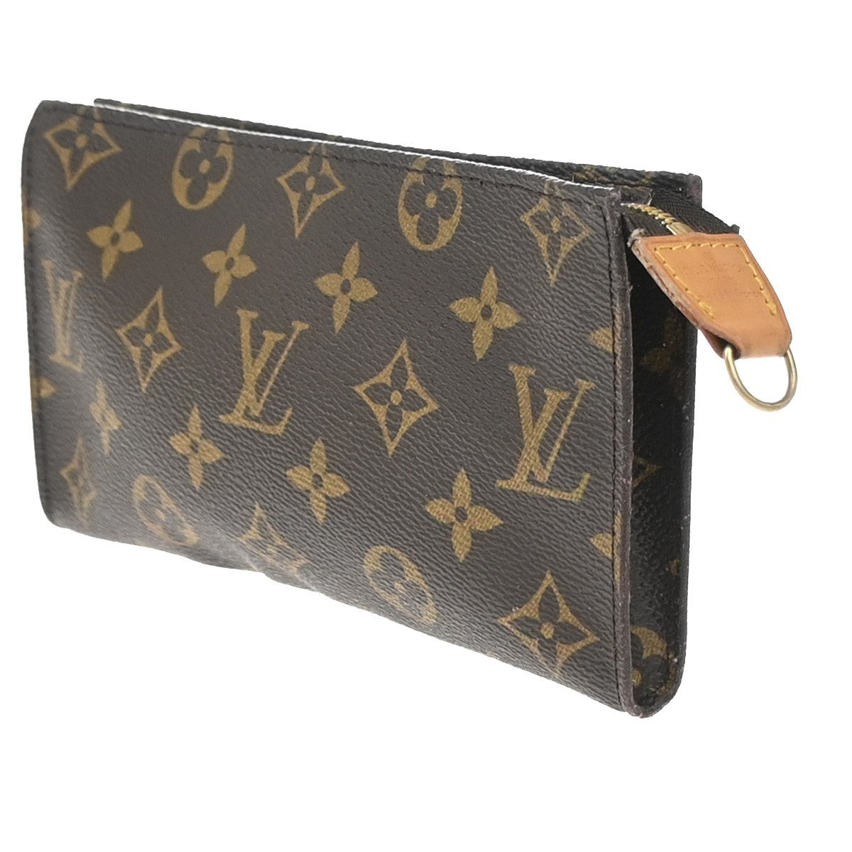 LOUIS VUITTON LV Logo Bucket GM Pouch Bag Monogram Leather Brown Gold 02YJ222