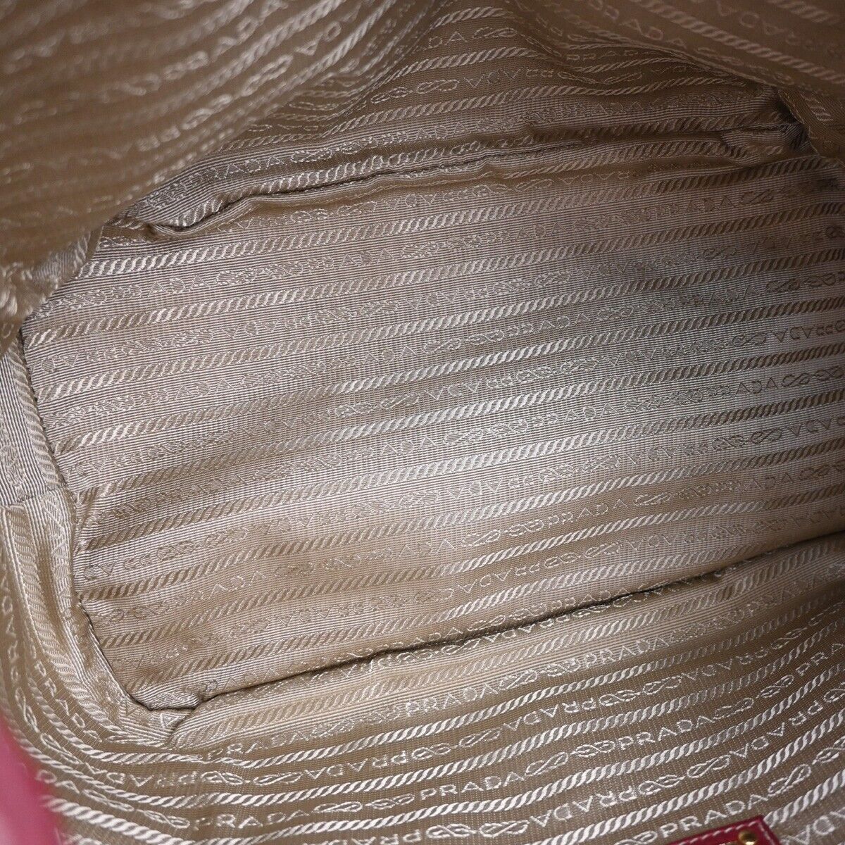 PRADA MILANO Logo 2Way Shoulder Hand Bag Canvas Leather Khaki Bordeaux 79EA813