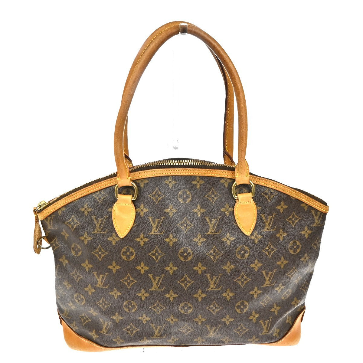 LOUIS VUITTON Logo Lockit Shoulder Bag Monogram Leather Brown M40104 33TA499