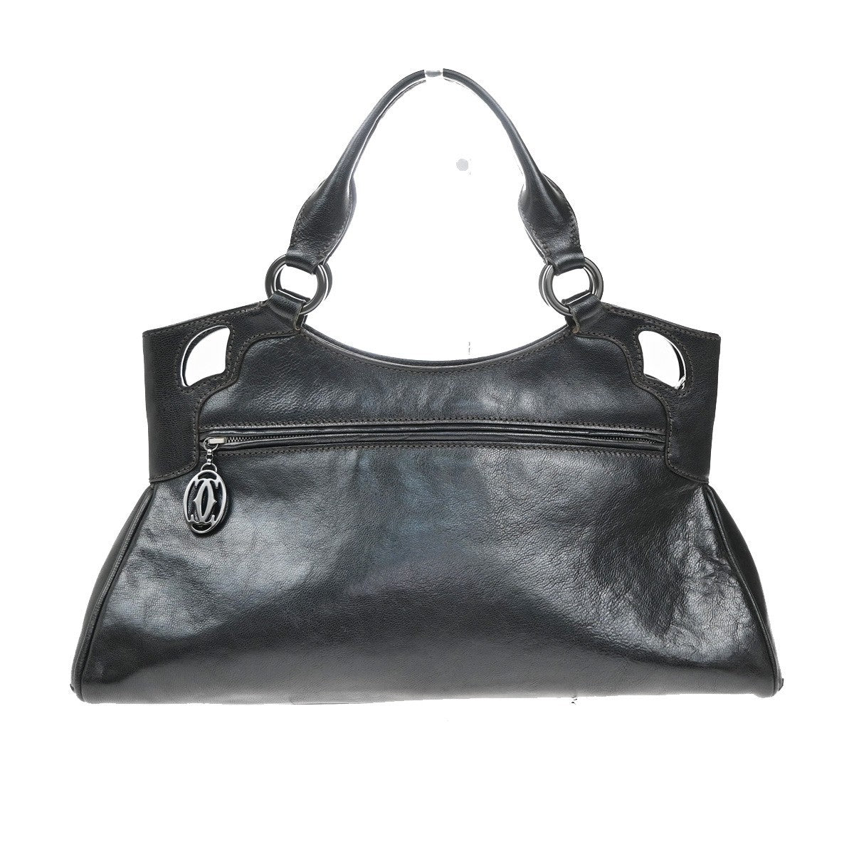 CARTIER Logo Marcello Shoulder Hand Bag Leather Black France 31EF831