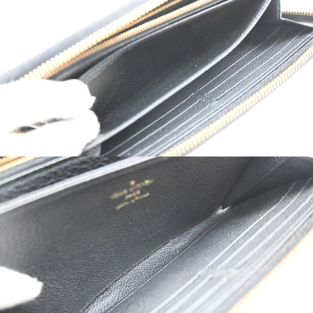 LOUIS VUITTON Zippy Long Wallet Monogram Empreinte Leather Black M61864 80KD173