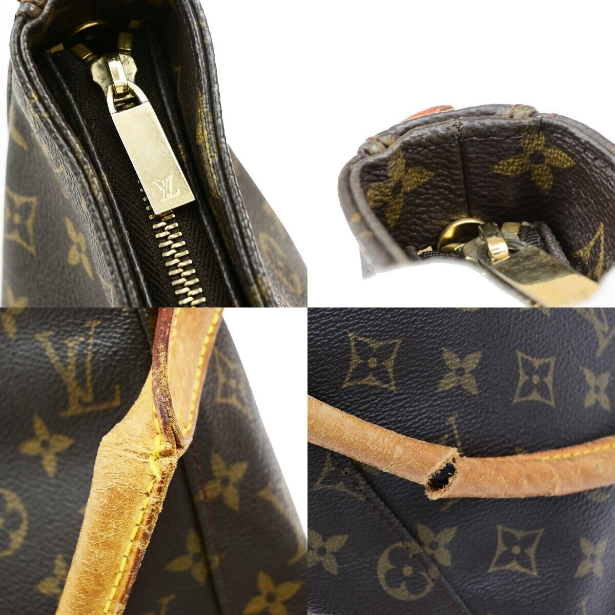 LOUIS VUITTON Logo Looping GM Shoulder Bag Monogram Leather Brown M51145 01ED693