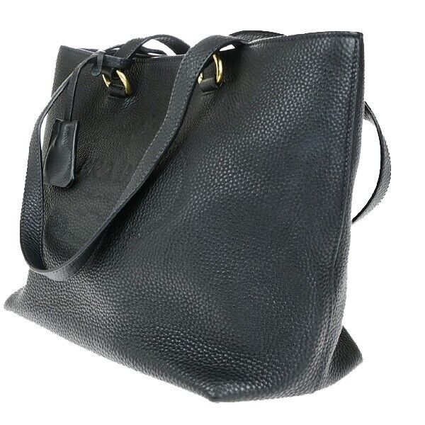 PRADA MILANO Logo Shoulder Bag Vitello Daino Leather Black GHW 50RK710