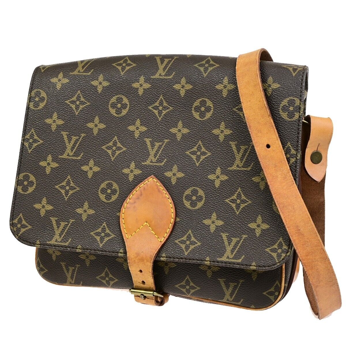 LOUIS VUITTON Cartouchiere GM Shoulder Bag Monogram Leather Brown M51252 31FB343