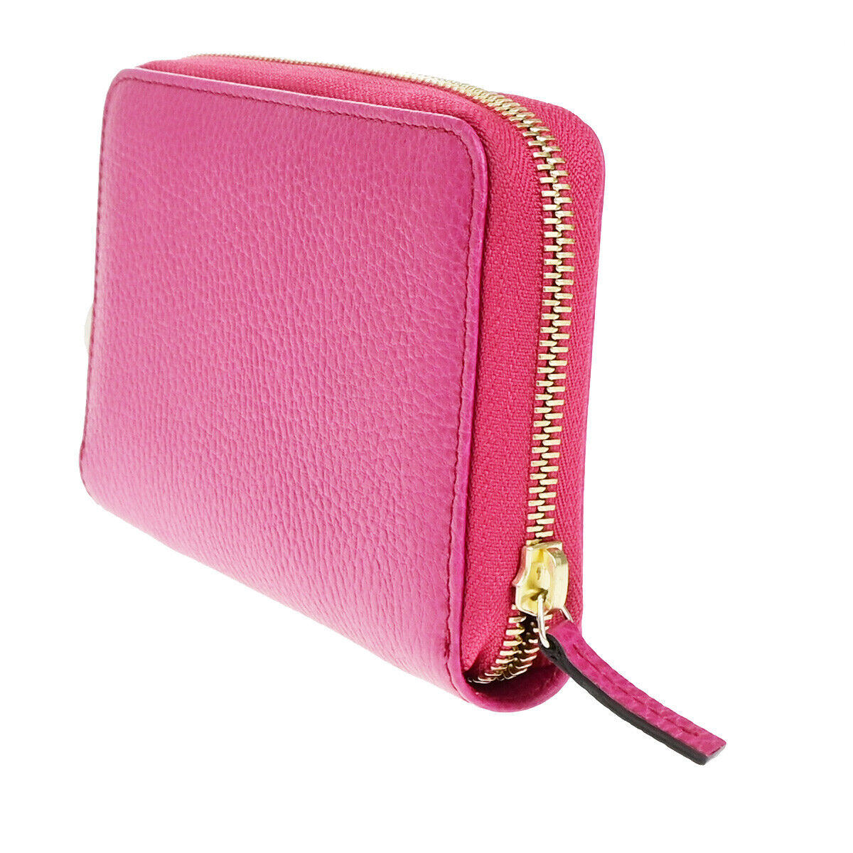 GUCCI Logo Zipper Around Wallet Purse Leather Pink Gold Italy 31RK310