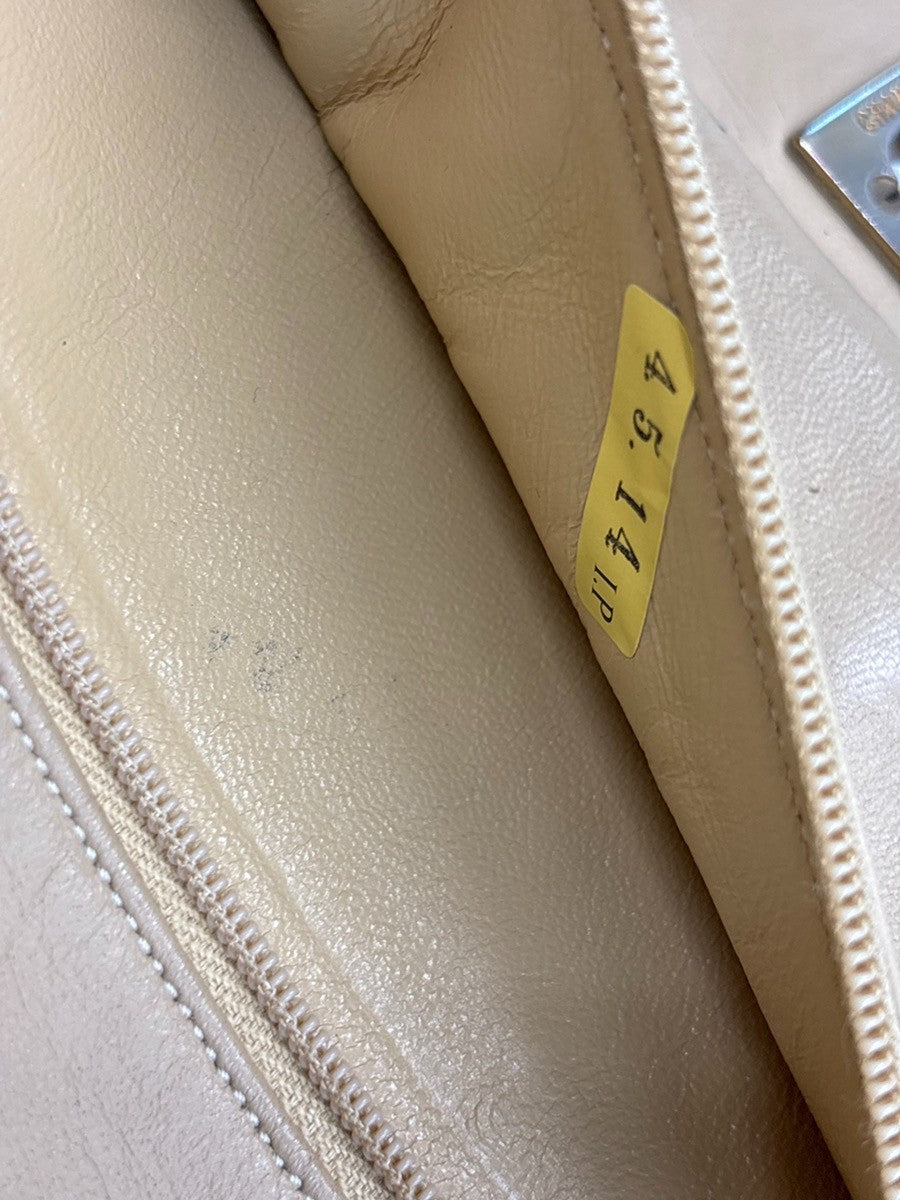CHANEL CC Matelasse 25 Double Flap Cahin Shoulder Bag Leather Beige GHW 397RL943