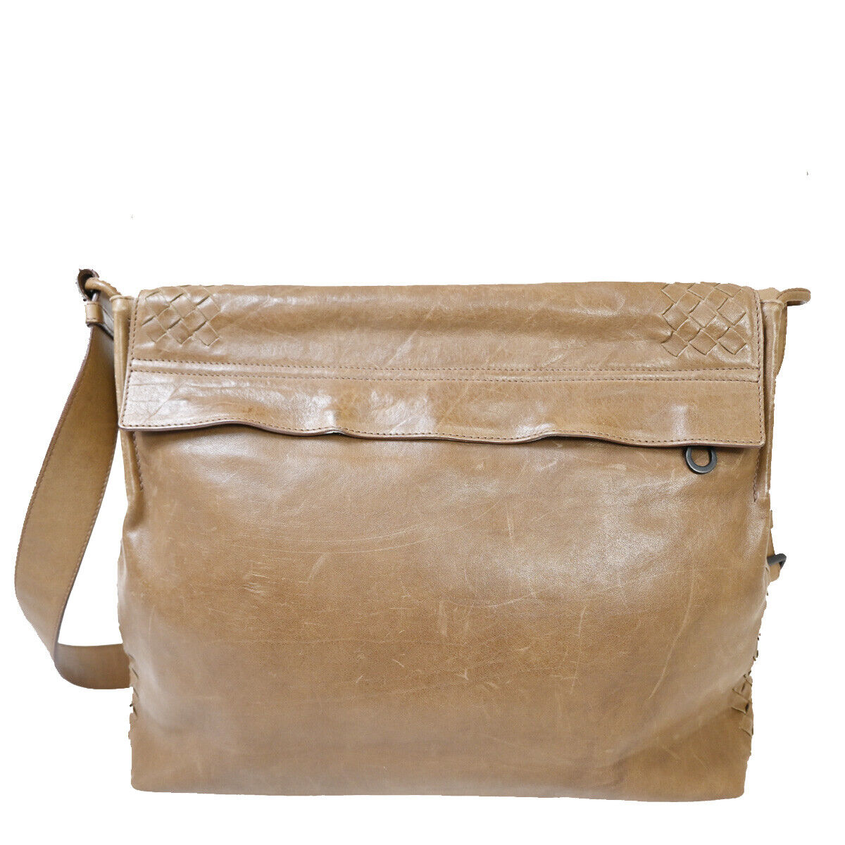 BOTTEGA VENETA Logo Intrecciato Shoulder Bag Leather Brown Italy 30YE318