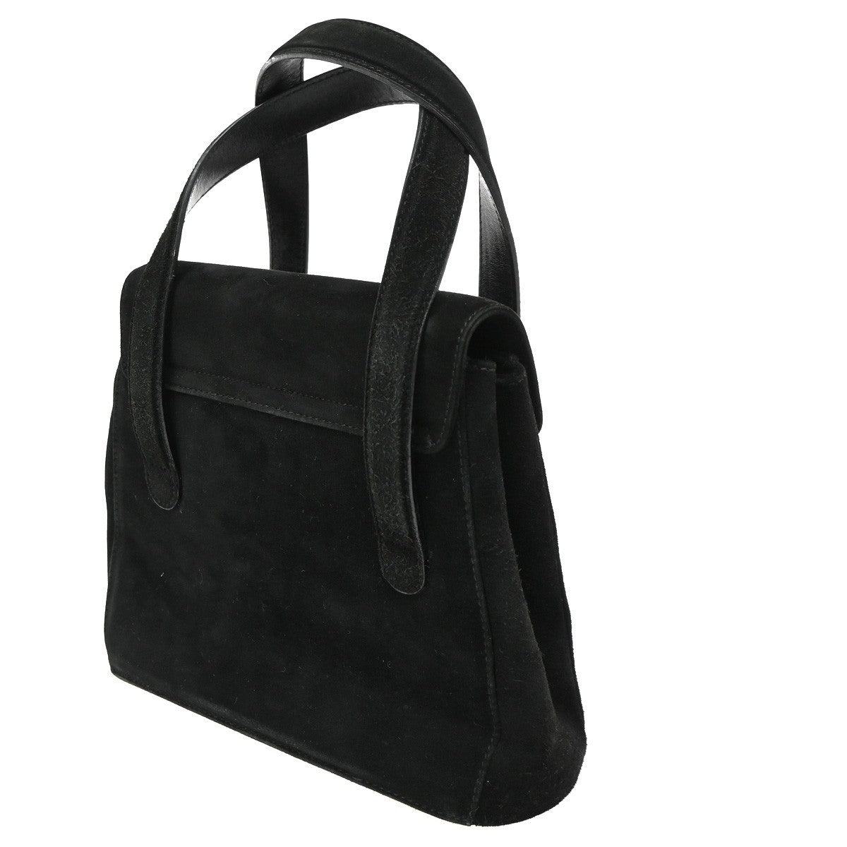 SALVATORE FERRAGAMO Gancini Hand Bag Suede Canvas Black GHW 68CA496