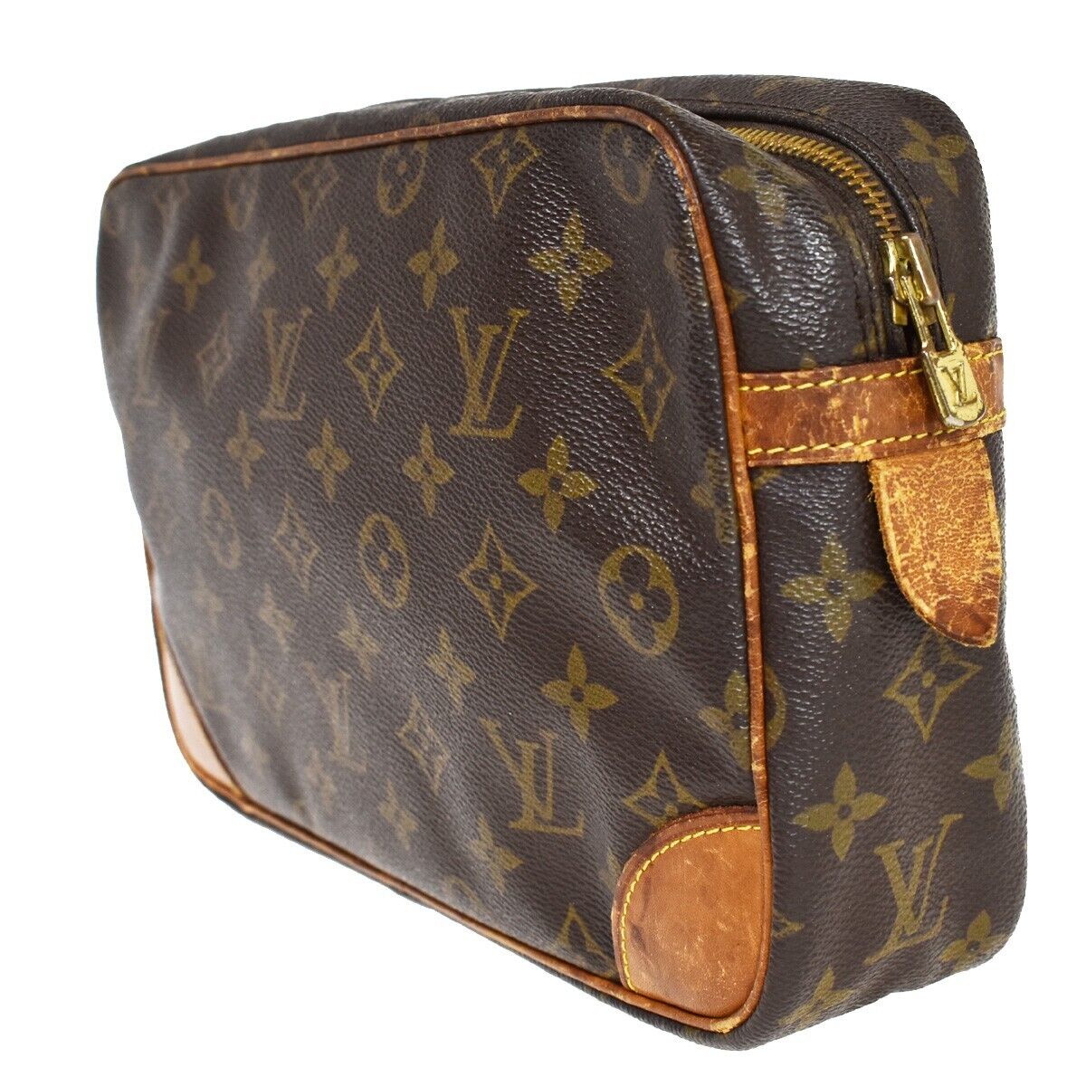 LOUIS VUITTON Compiegne 28 Clutch Bag Monogram Leather Brown GHW M51845 65EA823