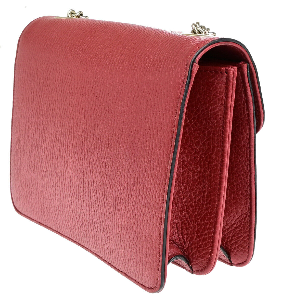 GUCCI Logo Interlocking G Mini Chain Shoulder Bag Leather Red GHW Italy 93YF653