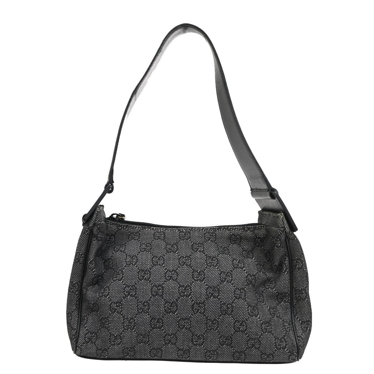 GUCCI GG  Pattern Shoulder Hand Bag Canvas Leather Black GHW Italy 35CA700
