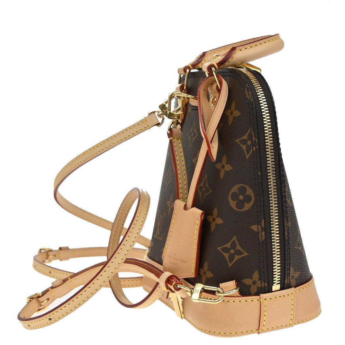 LOUIS VUITTON Alma Backpack Bag Monogram Leather Brown France M47132 312LC616