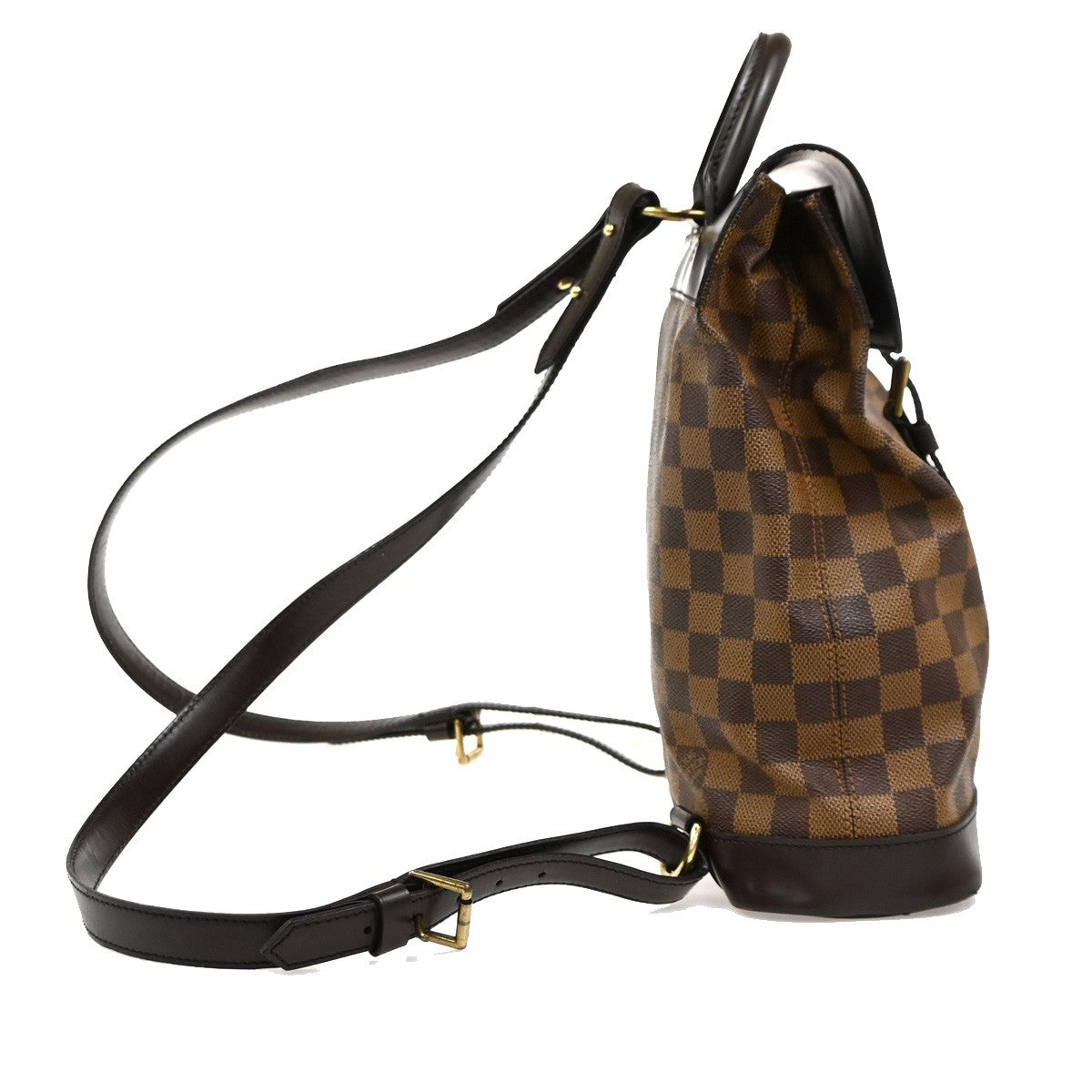 LOUIS VUITTON Logo Soho Backpack Bag Damier Ebene Leather Brown N51132 20SA057