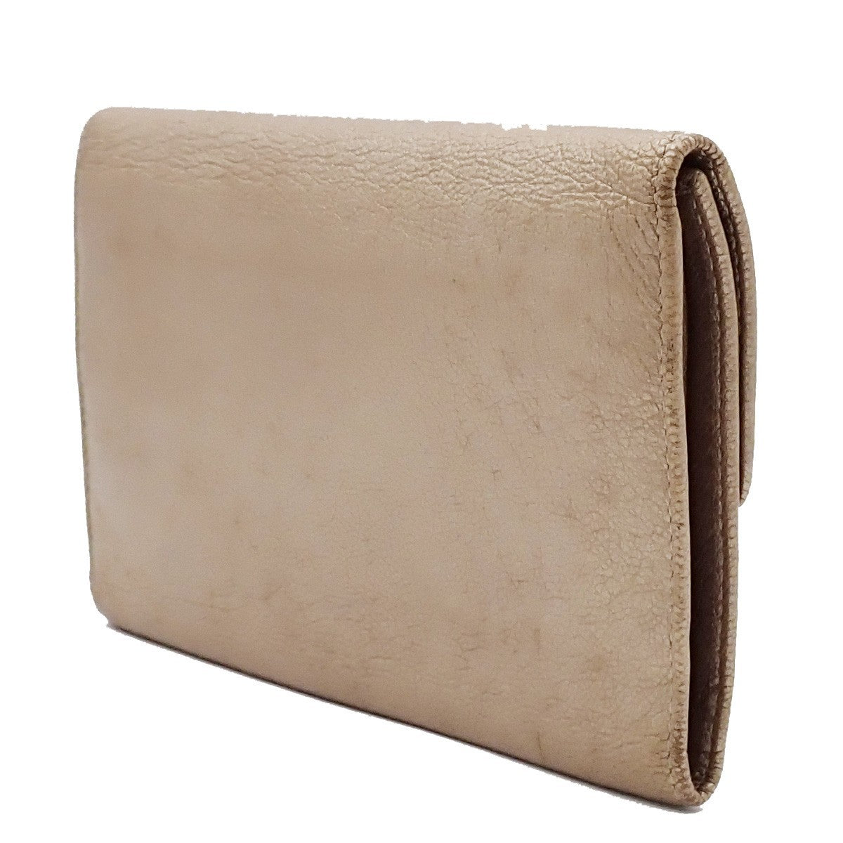CHANEL CC Logo Trifold Long Wallet Purse Leather Gold Italy 33RL254