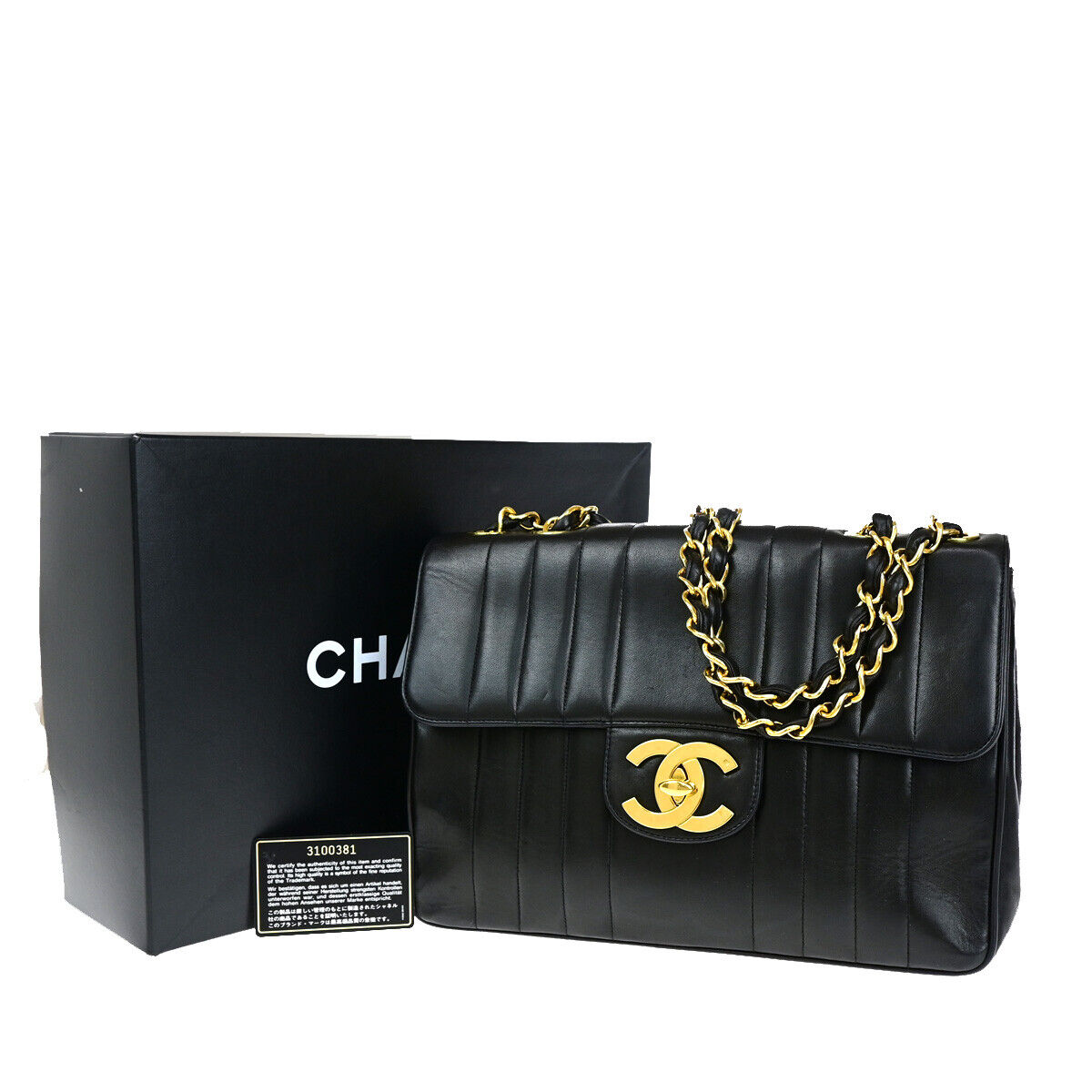 CHANEL CC Mademoiselle 30 Chain Shoulder Bag Leather Black GHW Vintage 850RJ895