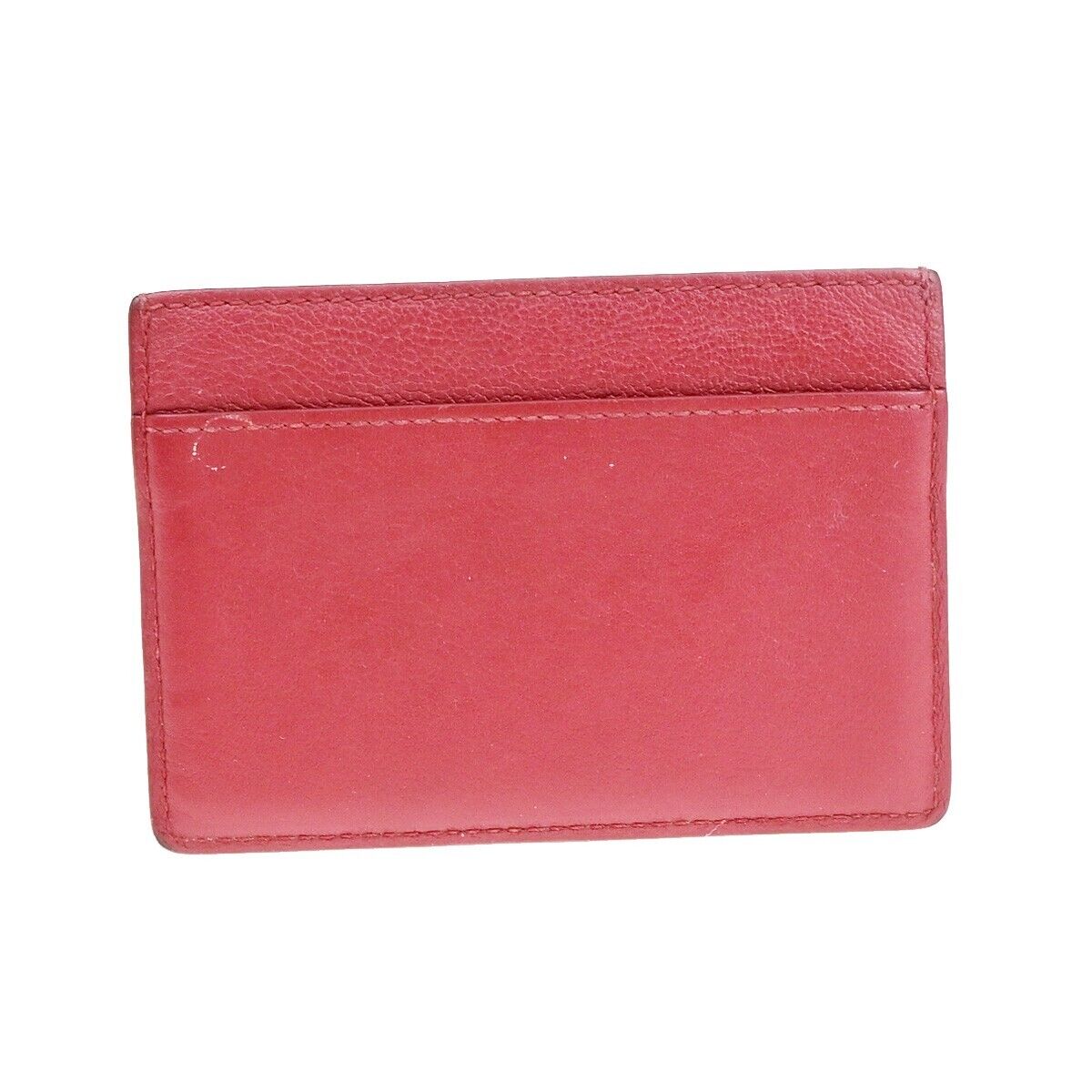 YVES SAINT LAURENT YSL Logo Card Case Wallet Leather Red Made in Italy 63EB822