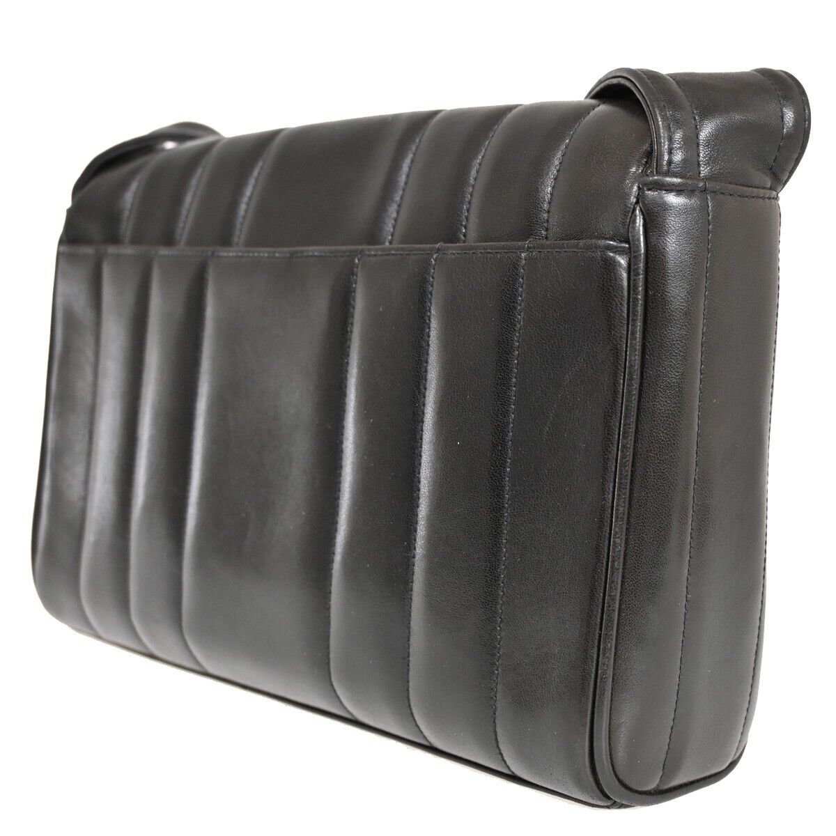 CHANEL CC Logo Mademoiselle Shoulder Bag Leather Black GHW Vintage 373RF094