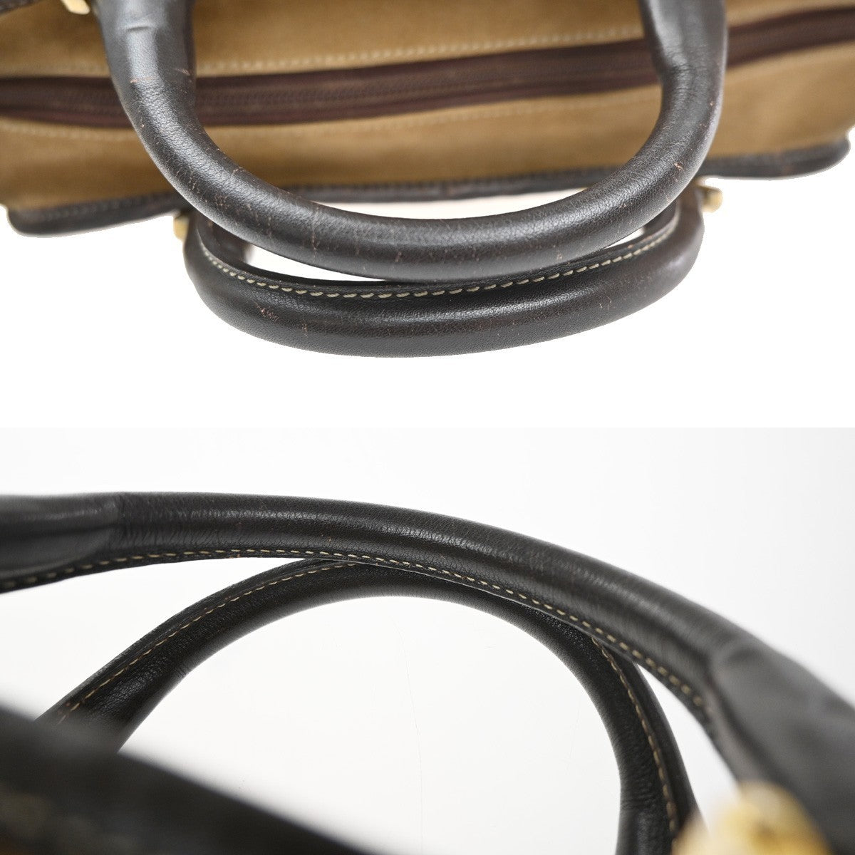 LOEWE Logo Anagram Amazona 32 Hand Bag Suede Leather Beige GHW Spain 38MA556