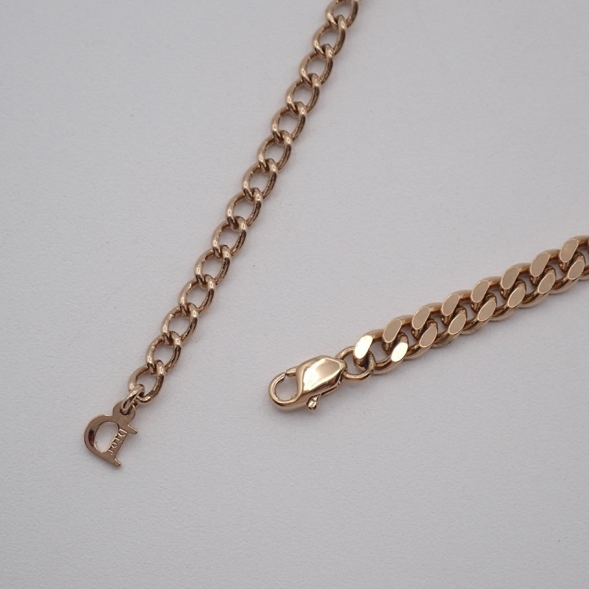 CHRISTIAN DIOR CD Logo Rhinestone Pendant Necklace Charm Gold 05KP244