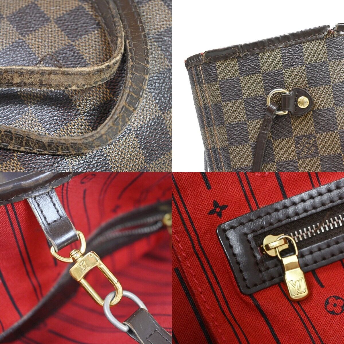 LOUIS VUITTON Neverfull MM Shoulder Bag Damier Ebene Leather BN N51105 70EA668