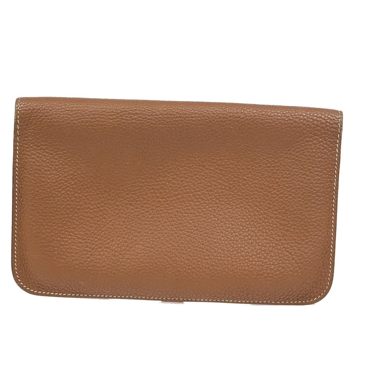 HERMES Logo Dogon GM Long Bifold Wallet Purse Box Calf Leather Brown SHW 84RQ080