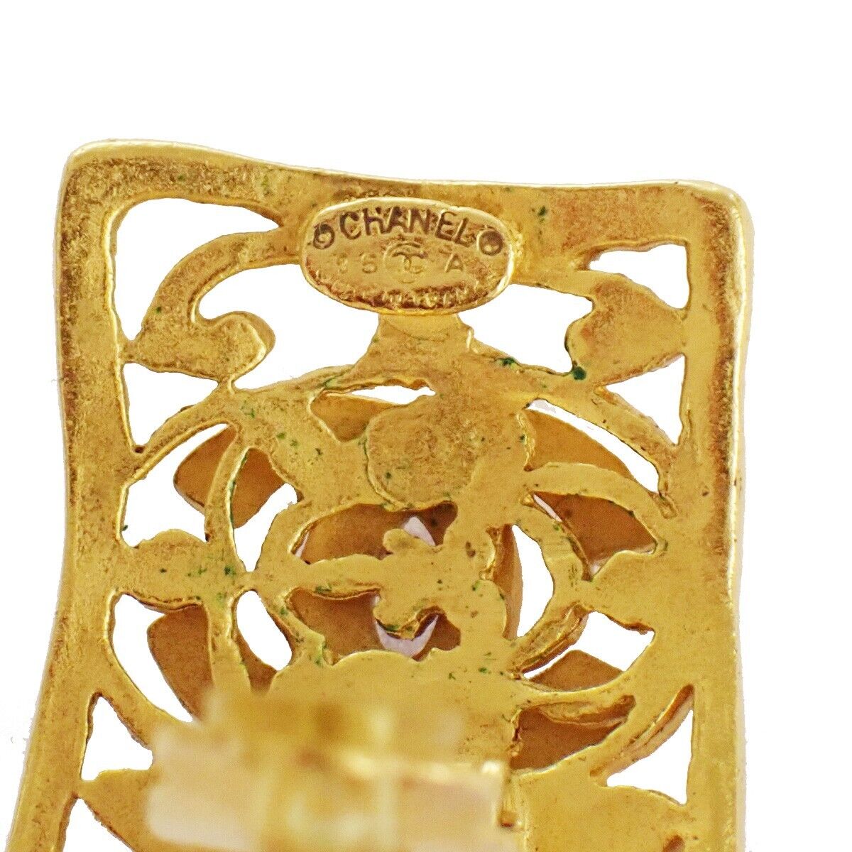 CHANEL CC Logo Button Earrings 95A Clip-On GHW France Accessory 73RJ577