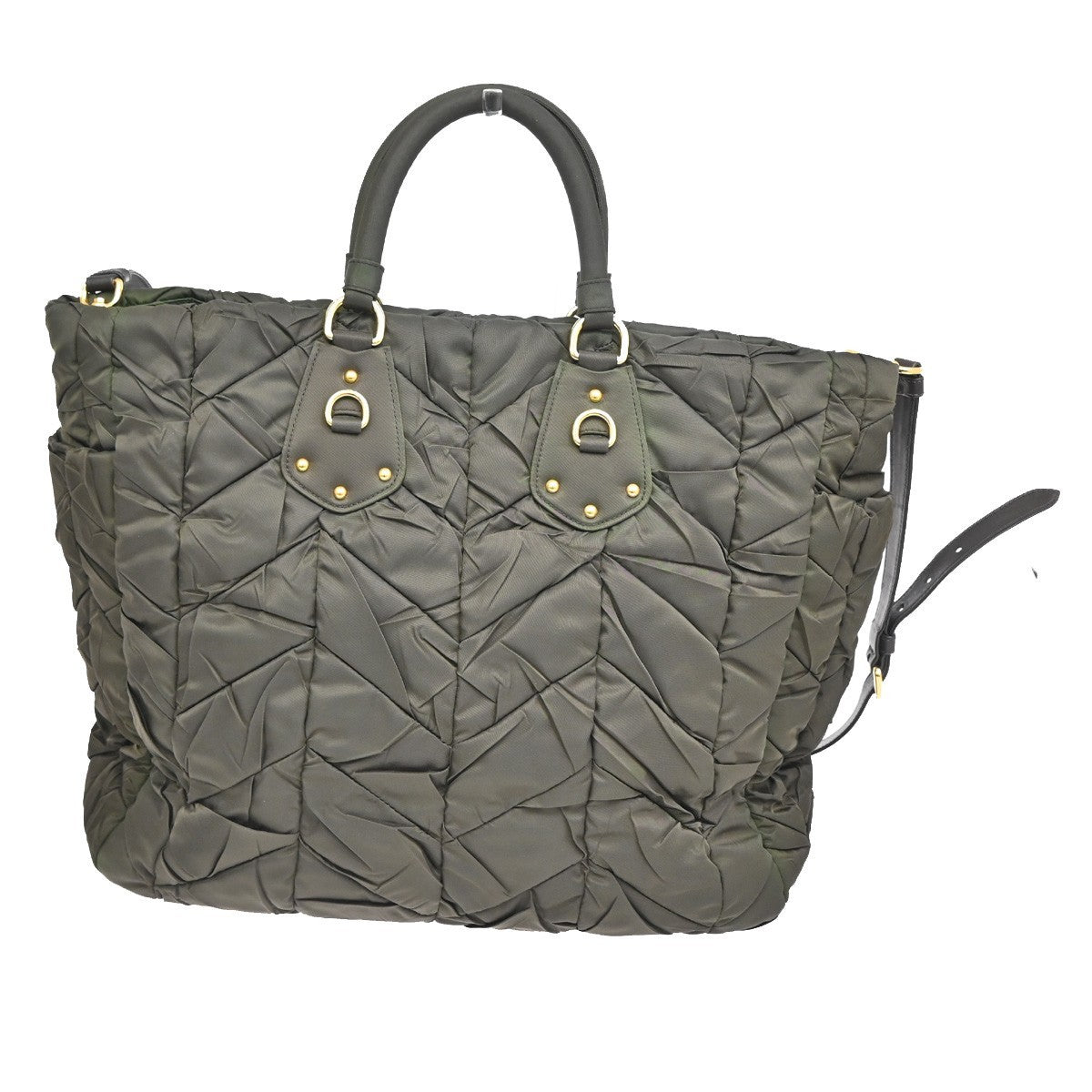 PRADA  Logo Tessuto 2-Way Hand Tote Soulder Bag Nylon Green Khaki GHW 76TA159