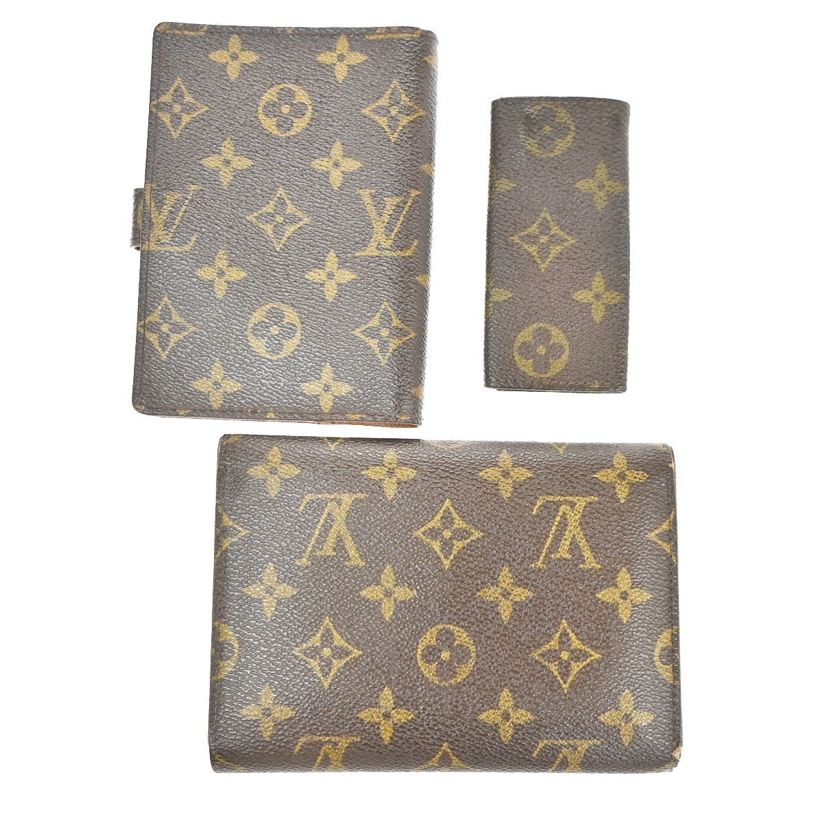 LOUIS VUITTON LV 3 Set Bifold Agenda Keycase Wallet Monogram Leather BN 68KD077