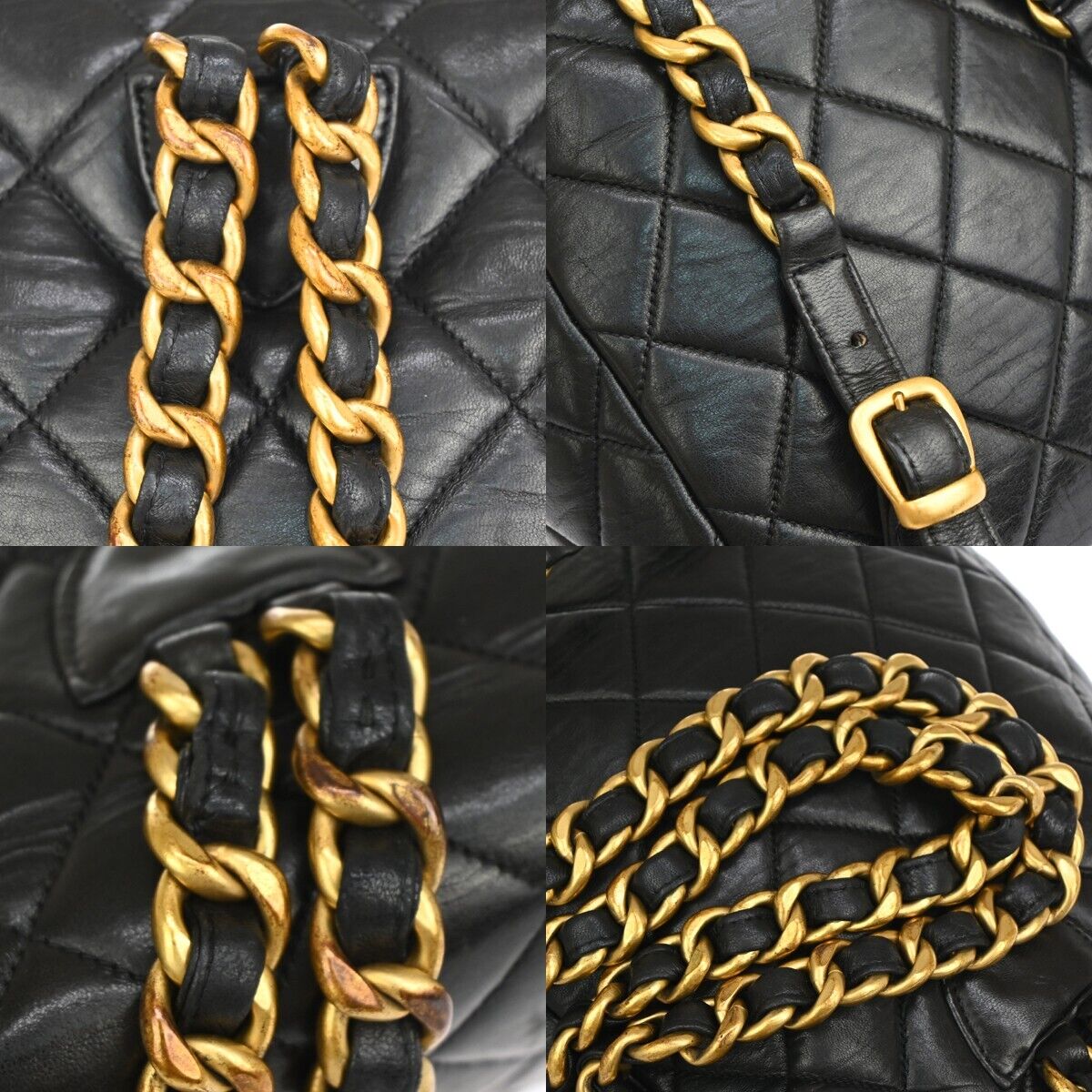 CHANEL CC Logo Matelasse Chain Backpack Bag Leather Black GHW France 708RJ137