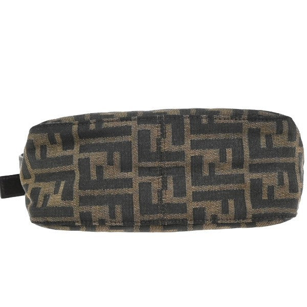 FENDI Logo Mamma Zucca Pattern Shoulder Bag Canvas Leather Brown Italy 46RF664