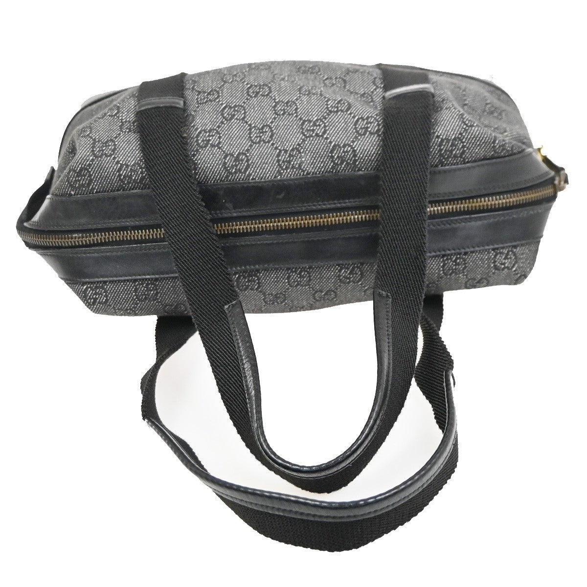 GUCCI GG Canvas Mini Boston Handbag Black Leather Canvans GHW Italy 36KC924