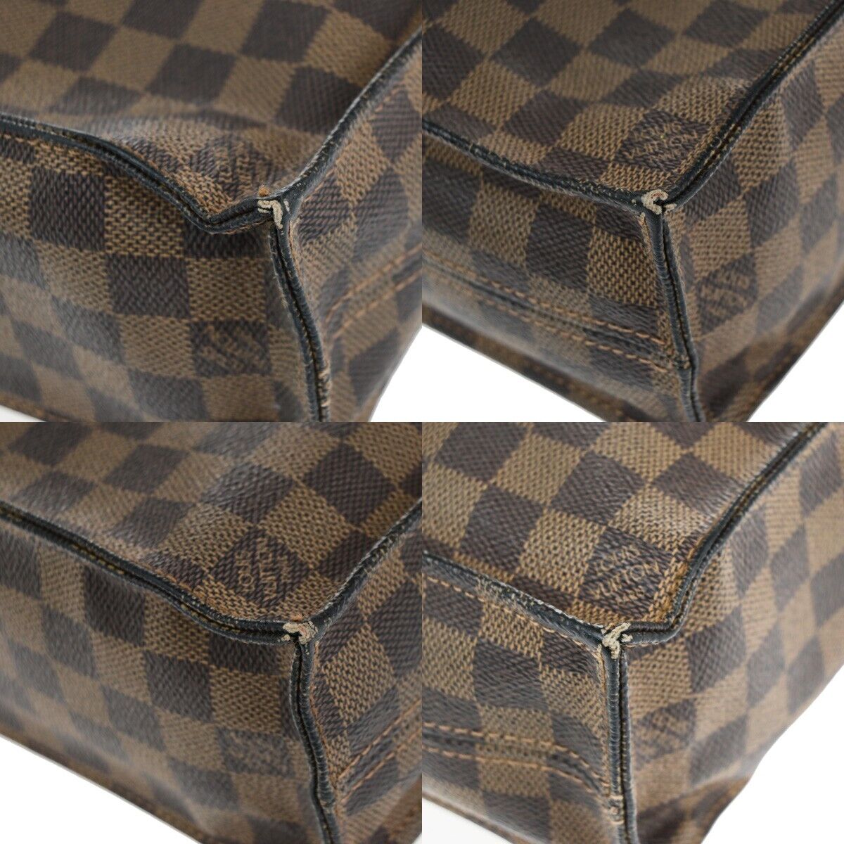 LOUIS VUITTON Sac Plat Hand Tote Bag Damier Ebene Leather Brown N51140 84EC988