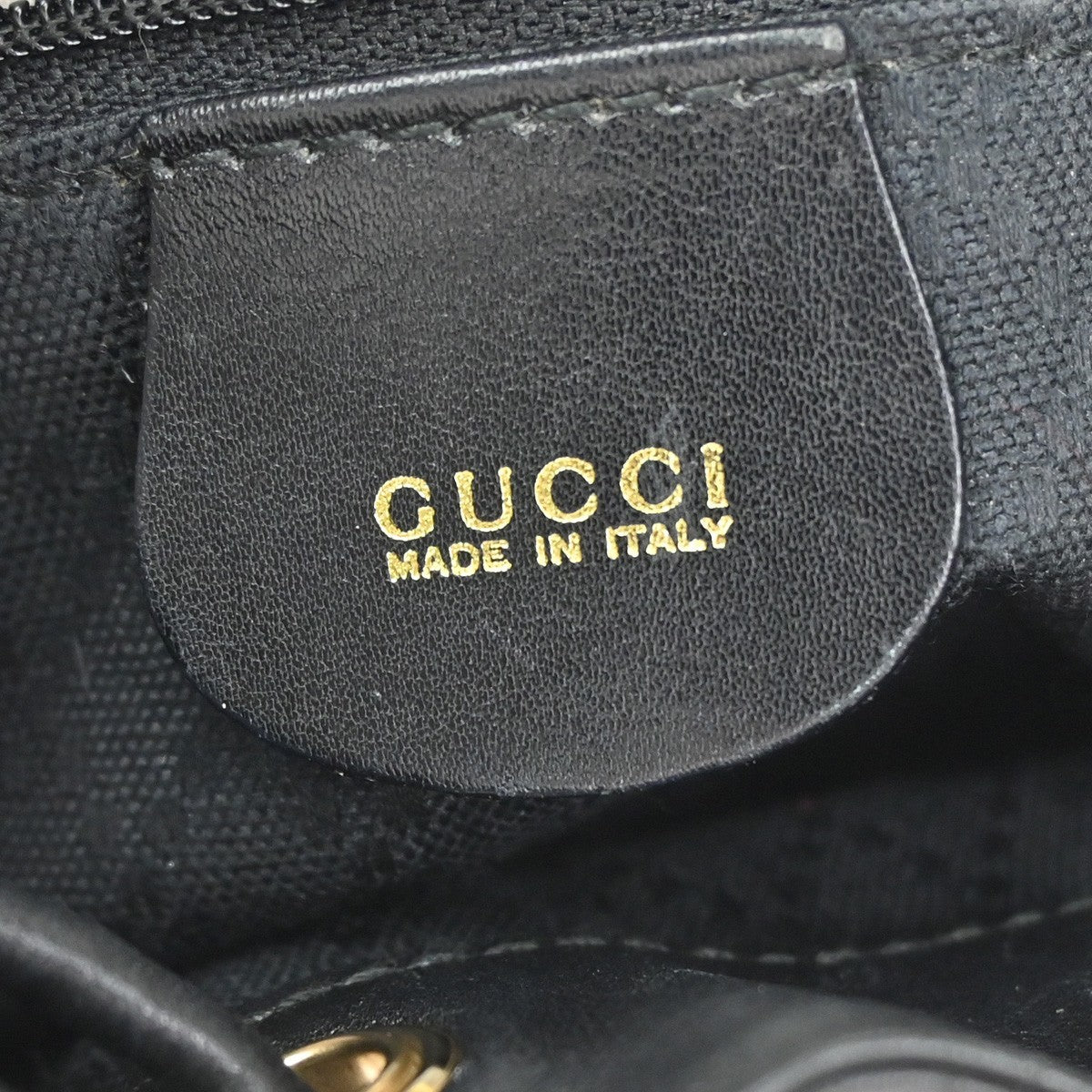GUCCI Logo Bamboo Drawstring Backpack Bag Leather Black GHW Italy 85CA872