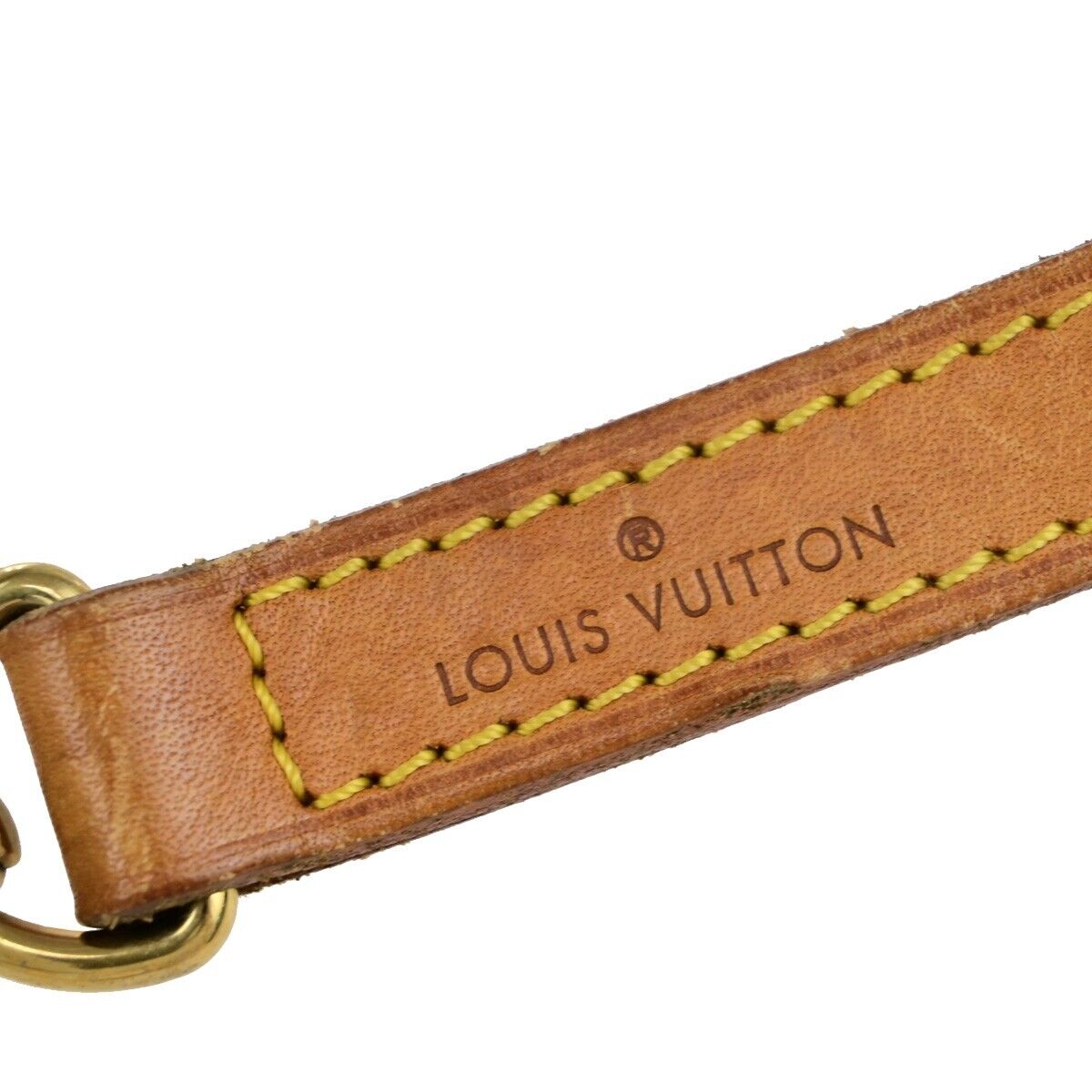 LOUIS VUITTON Logo Shoulder Strap Leather Brown Gold Bag Accessory 69ED373