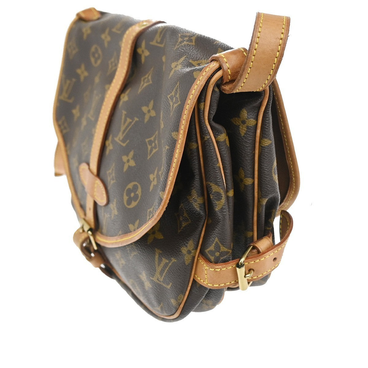 LOUIS VUITTON Logo Saumur 30 Shoulder Bag Monogram Leather Brown M42256 16CA598